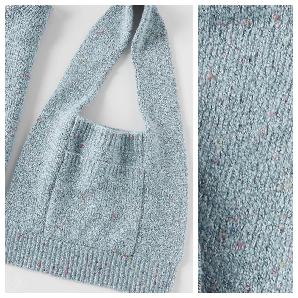 NWOT. Zara Girls Blue Knit Bag with Front Pocket.